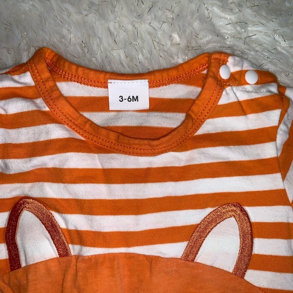 PatPat 100% Cotton Fox Stripe Print Short-sleeve Orange Baby Romper.Color:Orange - Picture 9 of 11